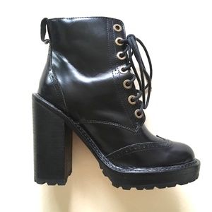 Jeffrey Campbell Ibiza "Forks" Platform Lace-up Boots - Black - Size 8.5